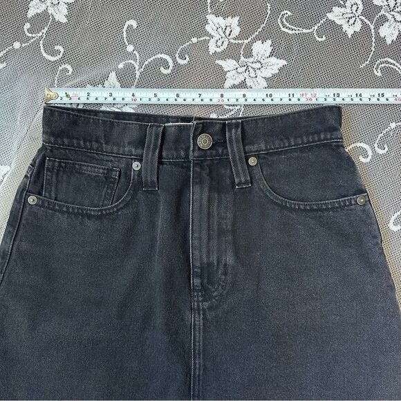 Madewell Rigid Denim A-Line Mini Skirt in Lunar Wash ( Black ) Sz 24 - Picture 10 of 13